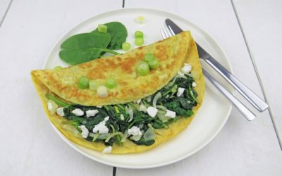 Omelet met spinazie en geitenkaas